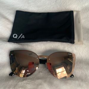 Quay Australia Higher Love Frameless Rose Gold Mirror Cat Eye Sunglasses